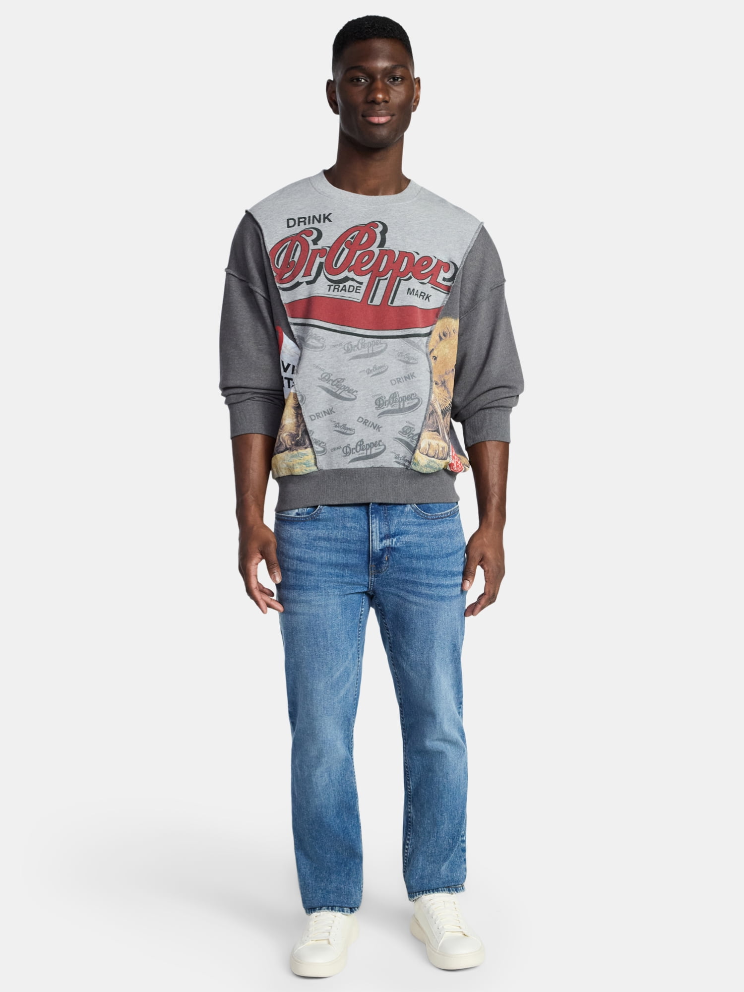 Dr. Pepper Men's & Big Men's Crewneck Sweatshirt, Sizes XS-3XL