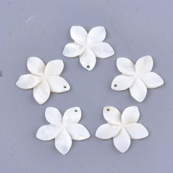 Carved Freshwater Shell Pendants Flower Ivory