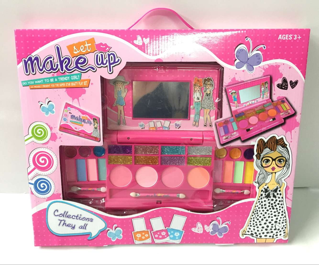 Tomons Kids Washable Makeup Kit, Fold Out Makeup Palette with Mirror, Make Up Toy Cosmetic Kit Gifts for Girls - Safety Tested- Non Toxic