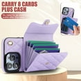 thumbnail image 6 of Designed for iPhone 16 Pro Wallet Case with Shoulder Strap and Wrist Strap, Elegant Stand PU Leather Credit Card Holder Magnetic Clasp Slim Phone Cover, RFID Blocking, Violet, 6 of 9