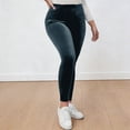 thumbnail image 2 of Audhol Velvet Leggings for Women Women Velvet Leggings Soft Warm Winter Solid High Waisted Soft Velvet Stretchy Legging Holiday Clothes Women's Leggings Navy XL, 2 of 8