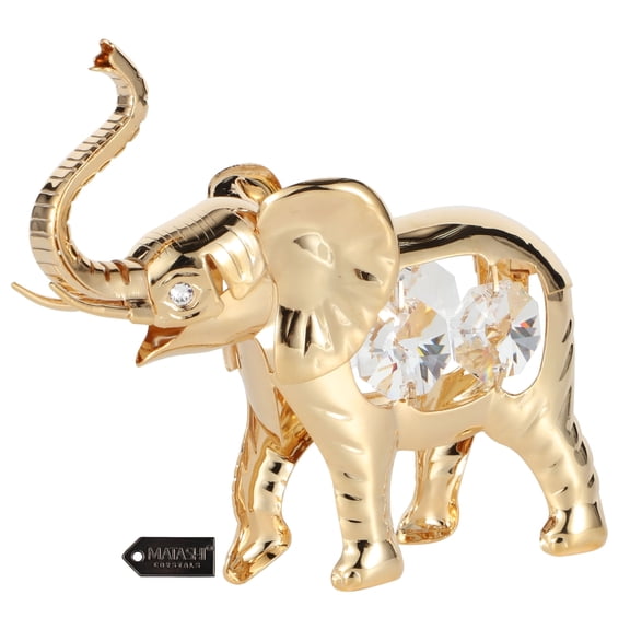 Matashi 24K Gold Plated Crystal Elephant Ornament – Valentine’s Day Gift – Tabletop Home Decor Showpiece for Women, Mom