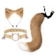 thumbnail image 4 of Diadema con orejas de gato y cola larga para disfraz de Halloween Caqui, 4 of 7