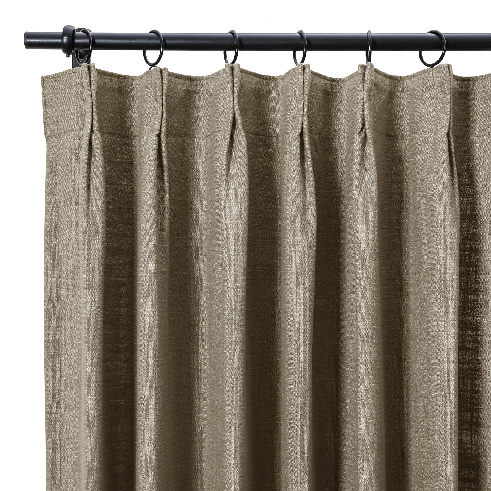 TWOPAGES 52 W X 96 L Inch Drapery Pinch Pleated Top Light Filtering Curtain Soft Linen Textured Drape for Bedroom, 1 Panel, Taupe Grey