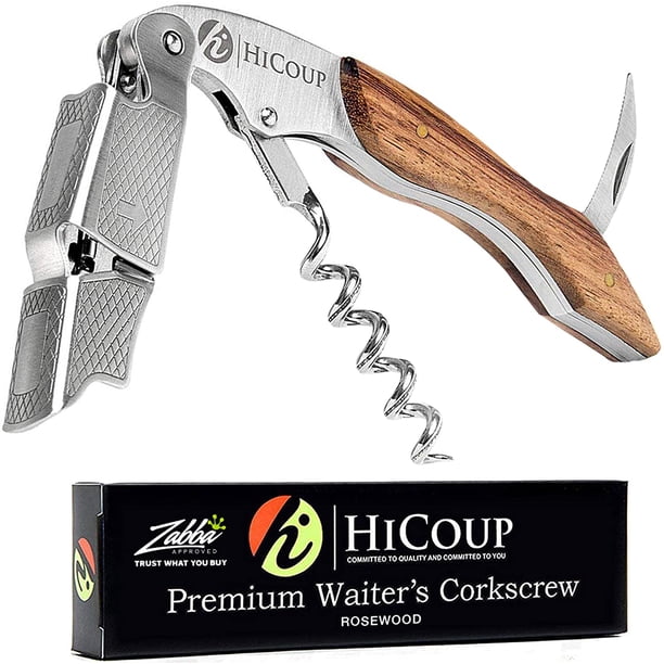 Sacacorchos profesional HiCoup Kitchenware con mango de palisandro abridor de botellas cortador de laminas