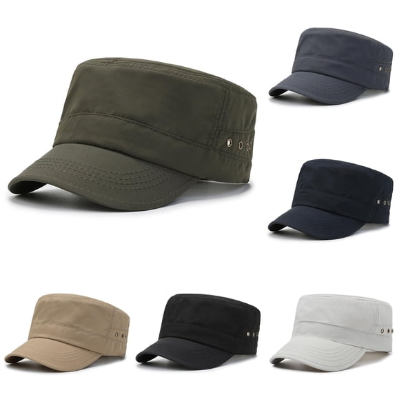 XIAOCHA Mens Solid Military Cap Adjustable Hat Band Outdoor Army Hat,Green