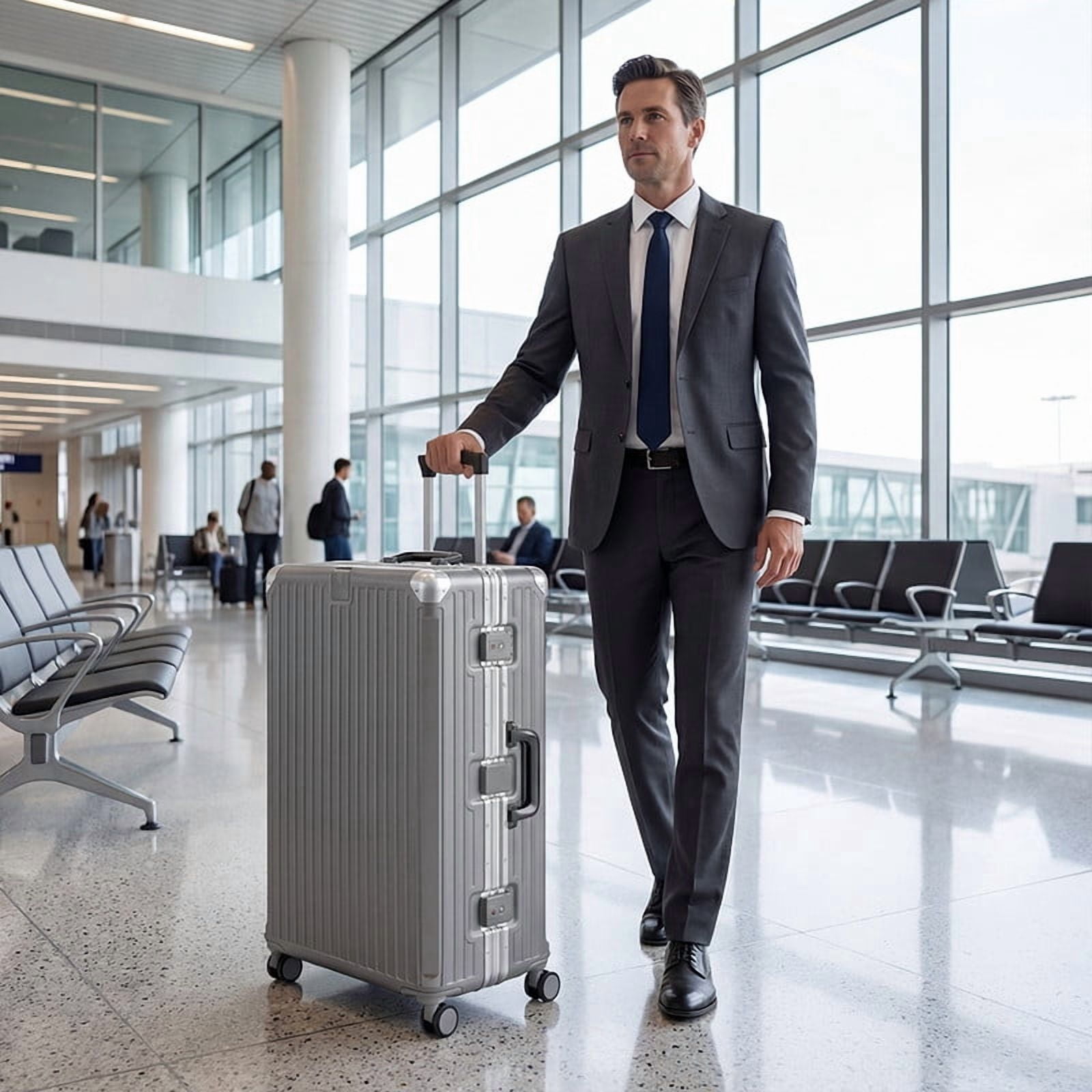 Luggage 20 inch Aluminium Frame PC ABS Hardside with Spinner Wheels PC+ABS Suitcase with TSA Lock 20 inch Carry on Luggage Gray