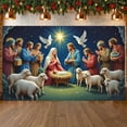 thumbnail image 3 of Decorative Design Nativity Banner Pastoral Scene Religious Theme Christmas Celebration for Church Events Holiday Decoration Family Gatherings, 3 of 9