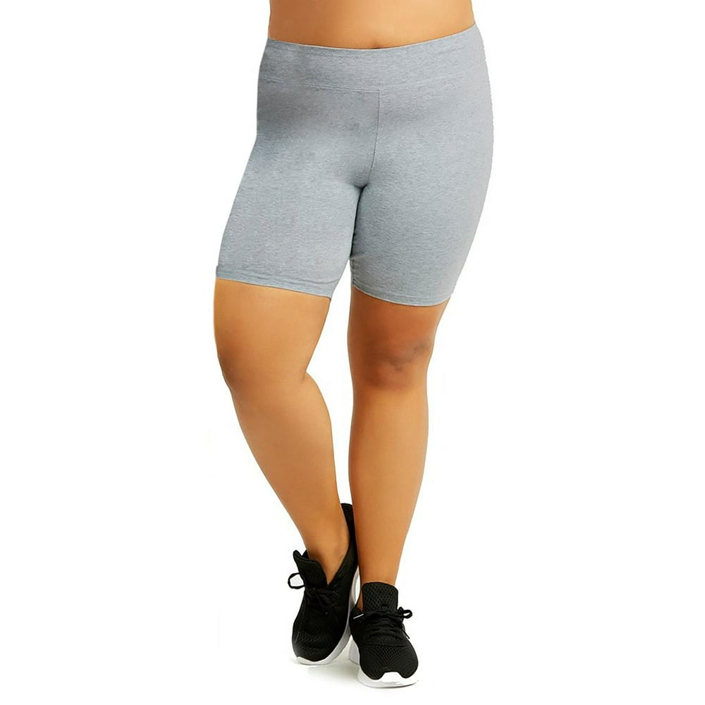 Sofra Sofra Ladies Cotton Shorts Plus Size 15 Outseam Shorts, Gray