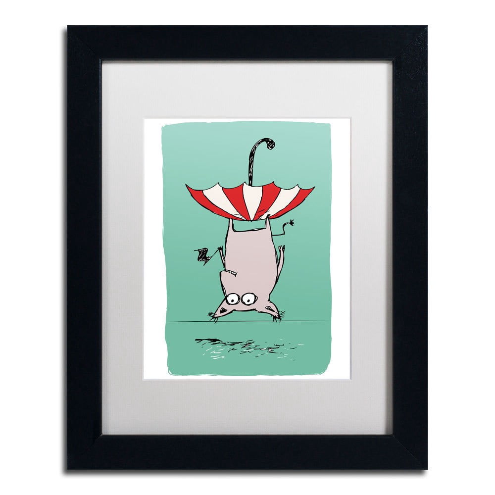 Trademark Fine Art "Upside Down Animal" Canvas Art by Carla Martell, White Matte, Black Frame