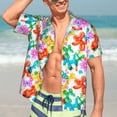 thumbnail image 7 of Pofeuu Colorful Air Balloons Print Hawaiian Shirt for Men Sleeves Casual Button Down Summer Beach Dress Shirts T-Shirts,Medium, 7 of 7