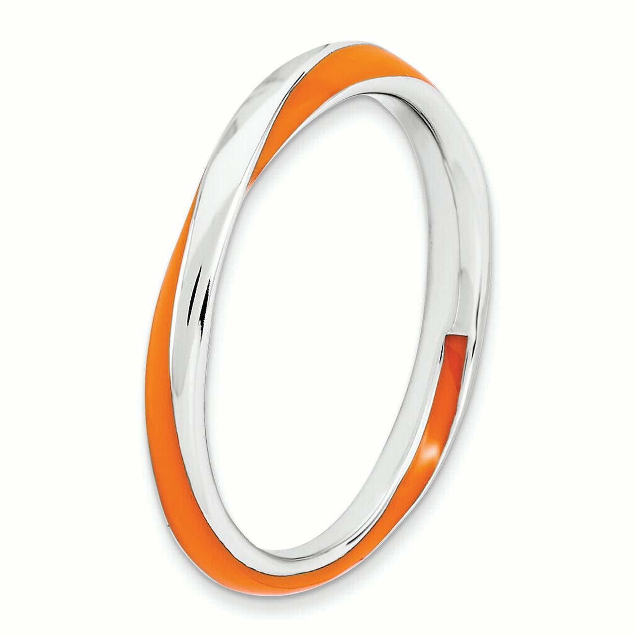 Stackable Expressions Sterling Silver Twisted Orange Enameled Ring