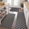 thumbnail image 2 of Gray and Black Checkerboard Pattern Kitchen Rugs Sets Of 3,Kitchen Runner Rugs Non Skid Washable,Decorative Kitchen Floor Mats for Kitchen,Sink,Laundry,17"x30"+ 17"x47" + 17"x59", 2 of 6