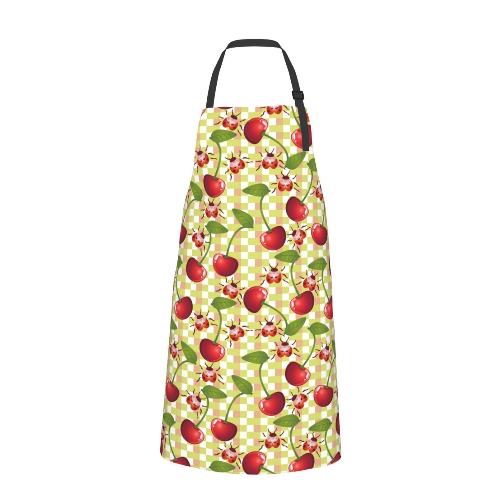 Naloa Cherries and Ladybirds Apron Kitchen Aprons with Pockets for Women Men Chef