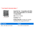 thumbnail image 2 of Head Bolt Set - Compatible with 2006 - 2010 Jeep Commander 3.7L V6 VIN K 12-Valve SOHC 2007 2008 2009, 2 of 2