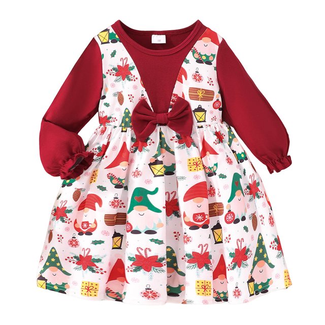 WEAIXIMIUNG Robes de Plage Grande Taille 4X Filles Manches Longues Imprimés de Dessins Animés Robe de Danse Fête Vêtements