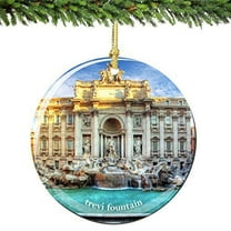 City-Souvenirs Rome Trevi Fountain Christmas Ornament Porcelain 2.75 Inch Double Sided Italian Christmas Ornament Double Sided