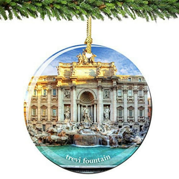 City-Souvenirs Rome Trevi Fountain Christmas Ornament Porcelain 2.75 Inch Double Sided Italian Christmas Ornament Double Sided