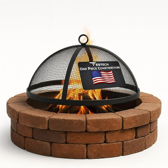 Febtech - Fire Pit Screen - 36 Inch Outdoor Fire Pit Mesh Screen Fireplace Screen -Carbon Steel Fire Pit Mesh Cover, Powder Coated Finish fire pit screens round for Homeowners
