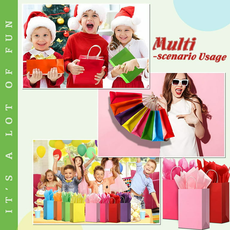 Rainbow® Kraft Paper Bags, 4 x 8, Bright Colors, 28 Per Pack, 6 Packs