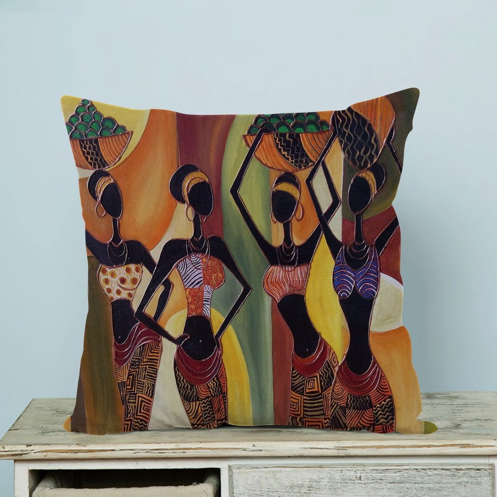 GCKG African Women Pillow Case Pillow Cover Pillow Protector Two Sides