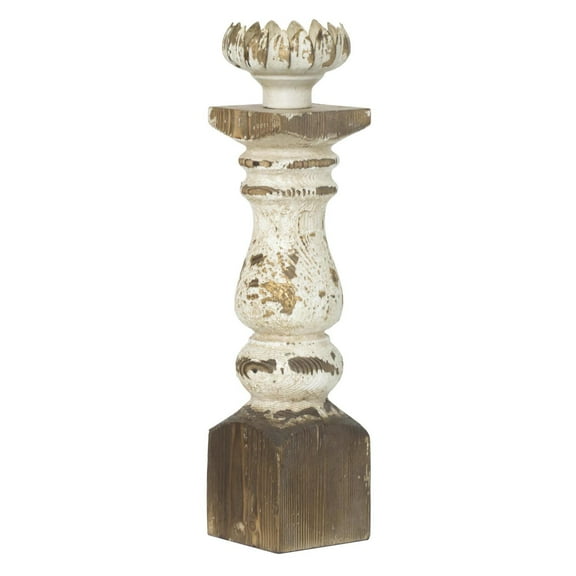 A&B Home Bellamy Candle Holder - Antique White-Color:Antique White,Style:Classic Vintage