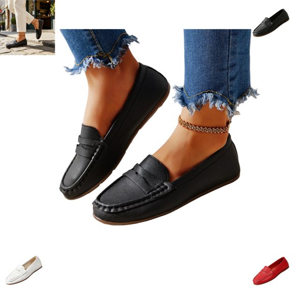 YOUYEDIAN Loafers for Women Fashion Versatile Round Toe Flats Comfortable Walking Casual Dress Shoes