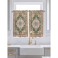 thumbnail image 2 of Boho Kitchen Curtains 45 Inches length, Green Brown Ethnic Tribe Abstract Vintage Western Window Treatment Curtain Drapes, Lightweight Window Panels for Living Room Bedroom, 52"x45", 2 Panels, 2 of 7