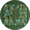 thumbnail image 1 of Ahgly Company Machine Washable Indoor Round Abstract Turquoise Blue Contemporary Area Rugs, 8' Round, 1 of 4