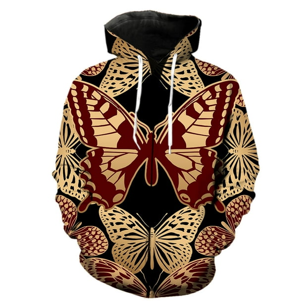Sudadera con capucha y cremallera para hombre y adolescente, diseño de mariposa de dibujos animados, chaquetas de gran tamaño, unisex, divertida, con estampado 3D, estilo Harajuku, hip hop, con estamp