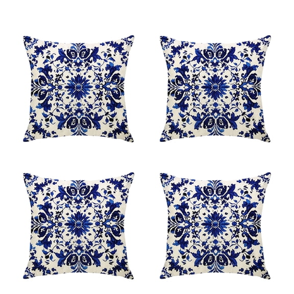 Set of 4 Pillowcase 18x18 in,Soft Flax Pillowcover With Hidden Zipper,Throw Pillow Case for Sofa Bed Living Room Decoration