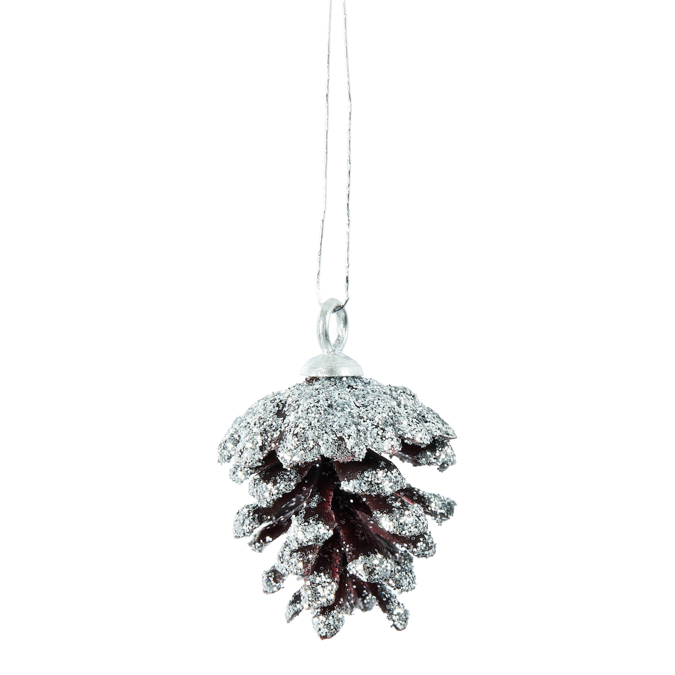 9-Count Silver Glitter Pinecone Mini Christmas Ornaments, 1", by Holiday Time