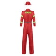 thumbnail image 2 of vastwit Mens Firefighter Fireman Outfits Long Sleeve Jacket Coat and Belt Plastic Helmet Set Red 160, 2 of 7