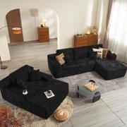 ?3 Packages Shipping? 104" Modular Couch with Chaise and 49'' Boneless Chaise Lounge - L-Shaped Sectional Sofa Set with Flexible Configuration, Plush Corduroy Cloud Velvet Fabric,No Assembly Required