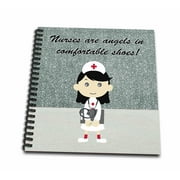 3dRose Nurses are Angels in Comfortable Shoes, Cute Nurse with Dark Hair - Mini Notepad, 4 by 4-inch