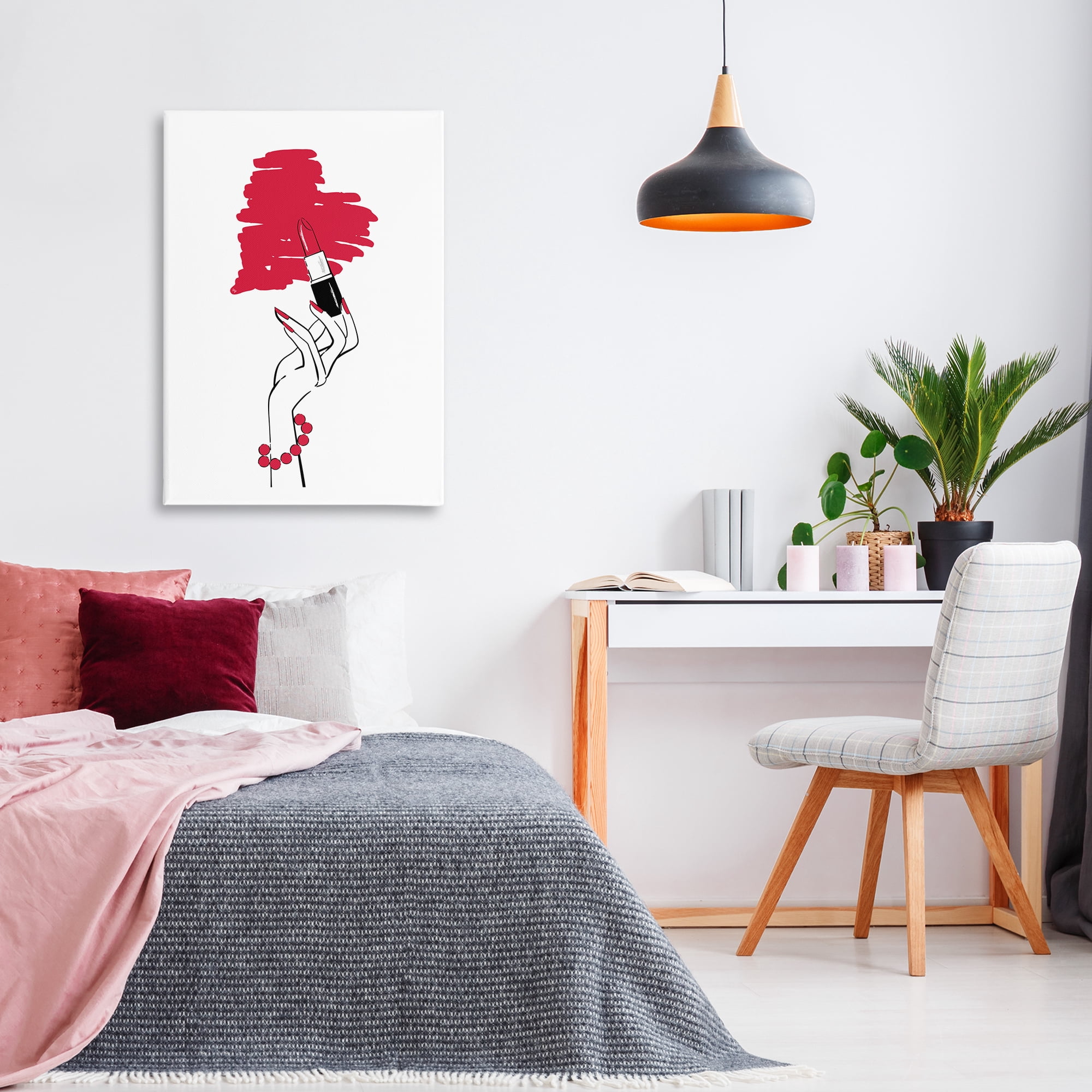 Stupell Industries Lipstick Heart Shape Beauty & Fashion Painting Gallery Wrapped Canvas Art Print Wall Art, 24 x 36