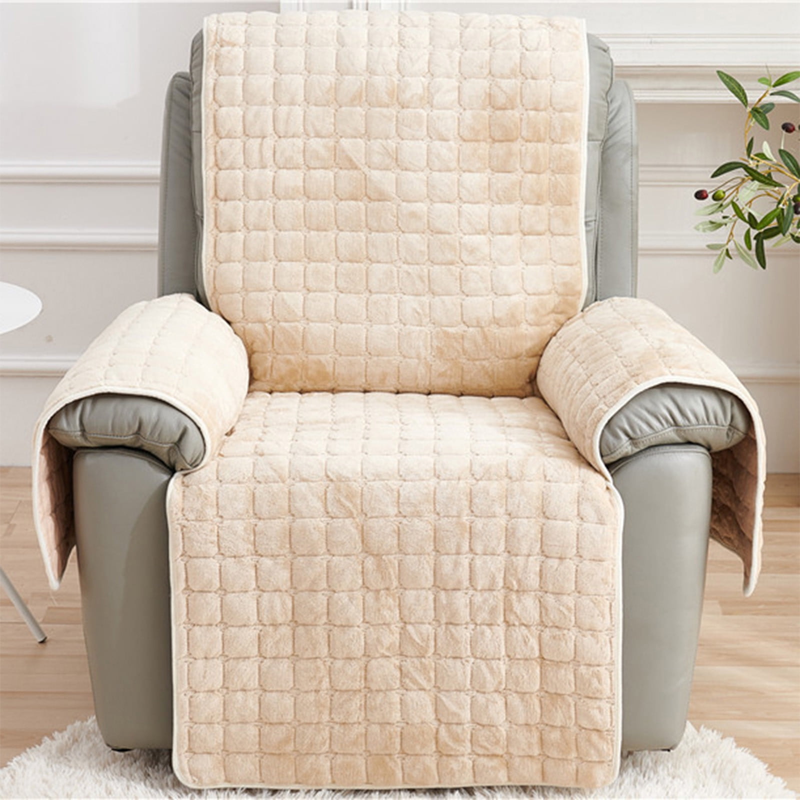 Velvet Recliner Covers Non Slip Large Recliner Chair Covers for Chairs Reversible Recliner Sofa Cover for Living Room Recliner Furniture Protectors Covers 21x75in