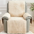 thumbnail image 5 of Recliner Sofa Cover 53x190cm P Velvet Recliner Chair Slipcover Non Slip Elastic Straps Furniture Protector for Loveseat Armchair Warm Couch Cover Washable Sofa Protector Beige Gray, 5 of 6