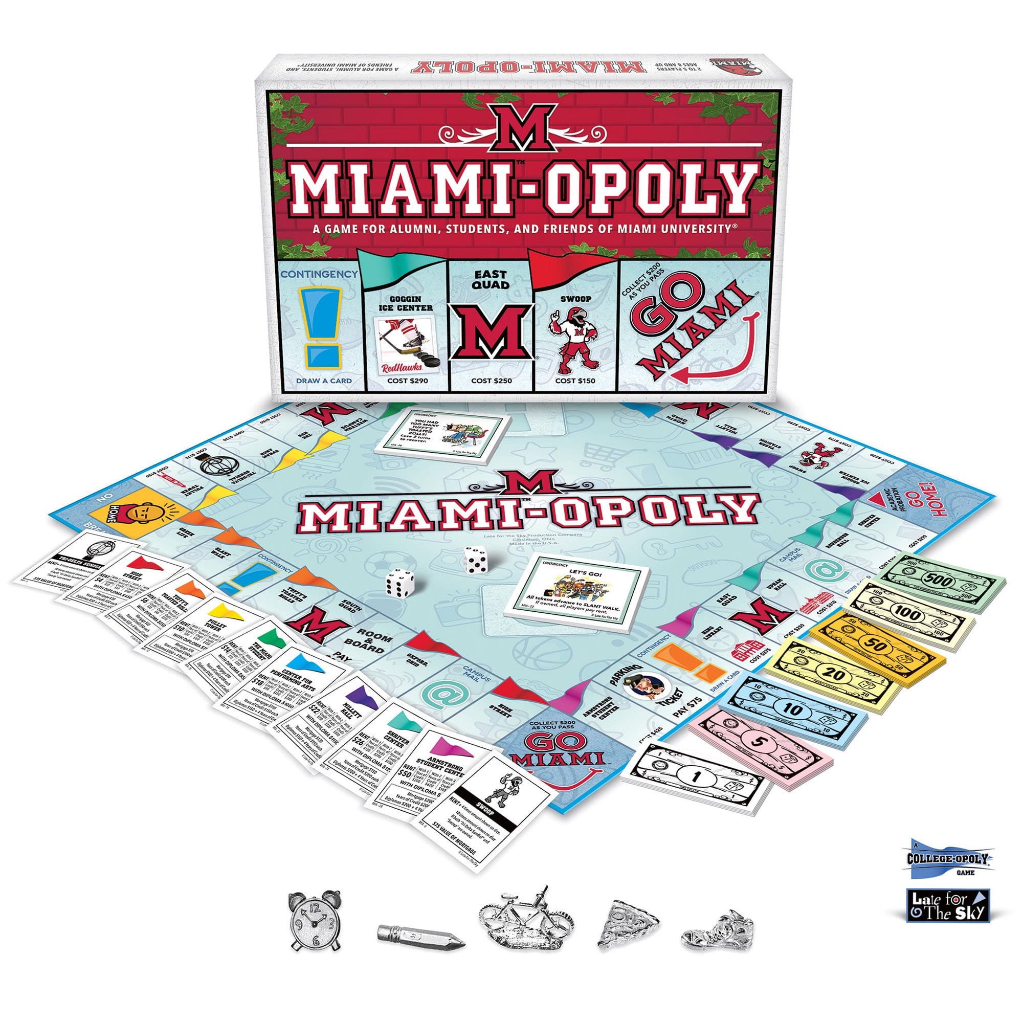 Late for the Sky Ages 8+ Miami-Opoly Board Game, University Themed, 10.5 inch