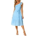 thumbnail image 2 of INSPIRE CHIC Women's One Shoulder Bridesmaid Dresses Tiered Chiffon Beach Dress Blue XL, 2 of 6