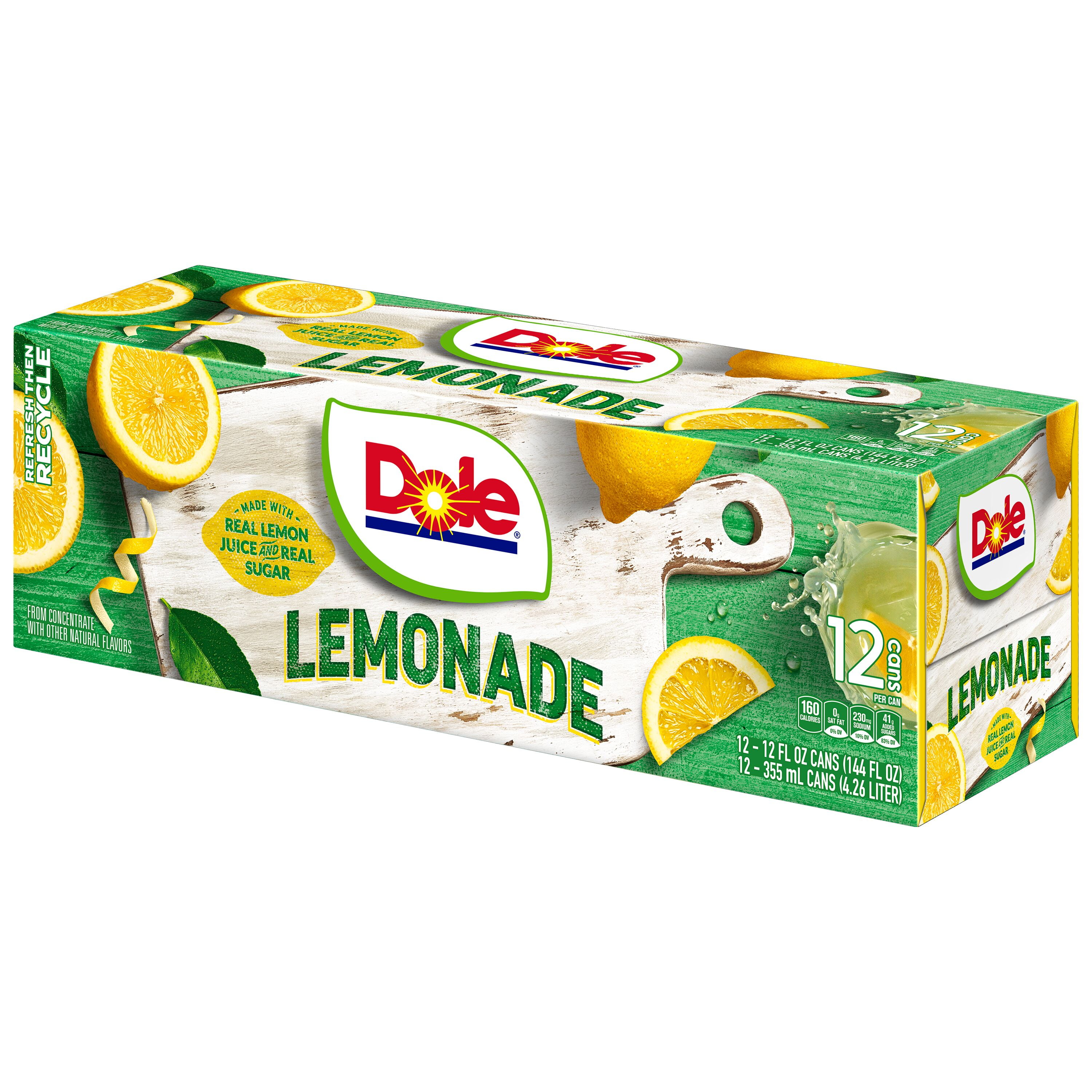 Dole Lemonade Juice Drink, 12 fl oz 12 Pack Cans