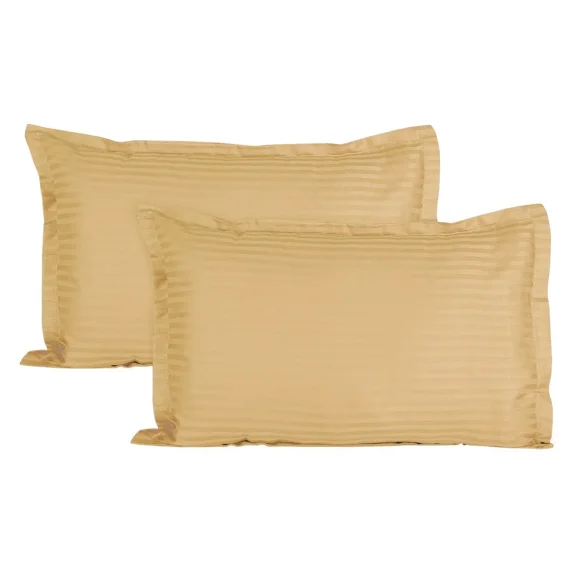 Egyptian Cotton Oversized King Size Pillow Covers Stripe 600 Thread Count Sateen Ultra Soft Long Stable Cotton Comfortable Bed Pillow Cover (Set of 2, Taupe)