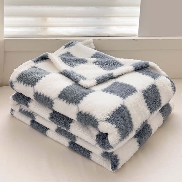 Fasiaou Buffalo Check Fleece Throw Blanket | Checkered Plaid Flannel Blanket | Soft Velvet Lightweight Microfiber Blanket for Couch Sofa | 50x60 Inches Blue