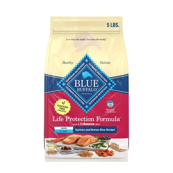 Blue Buffalo Life Protection Formula Senior 7  Dry Dog Food Salmon & Brown Rice, 5 lb. Bag