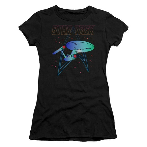 Star Trek Neon Trek Junior Women's Sheer T-Shirt Black