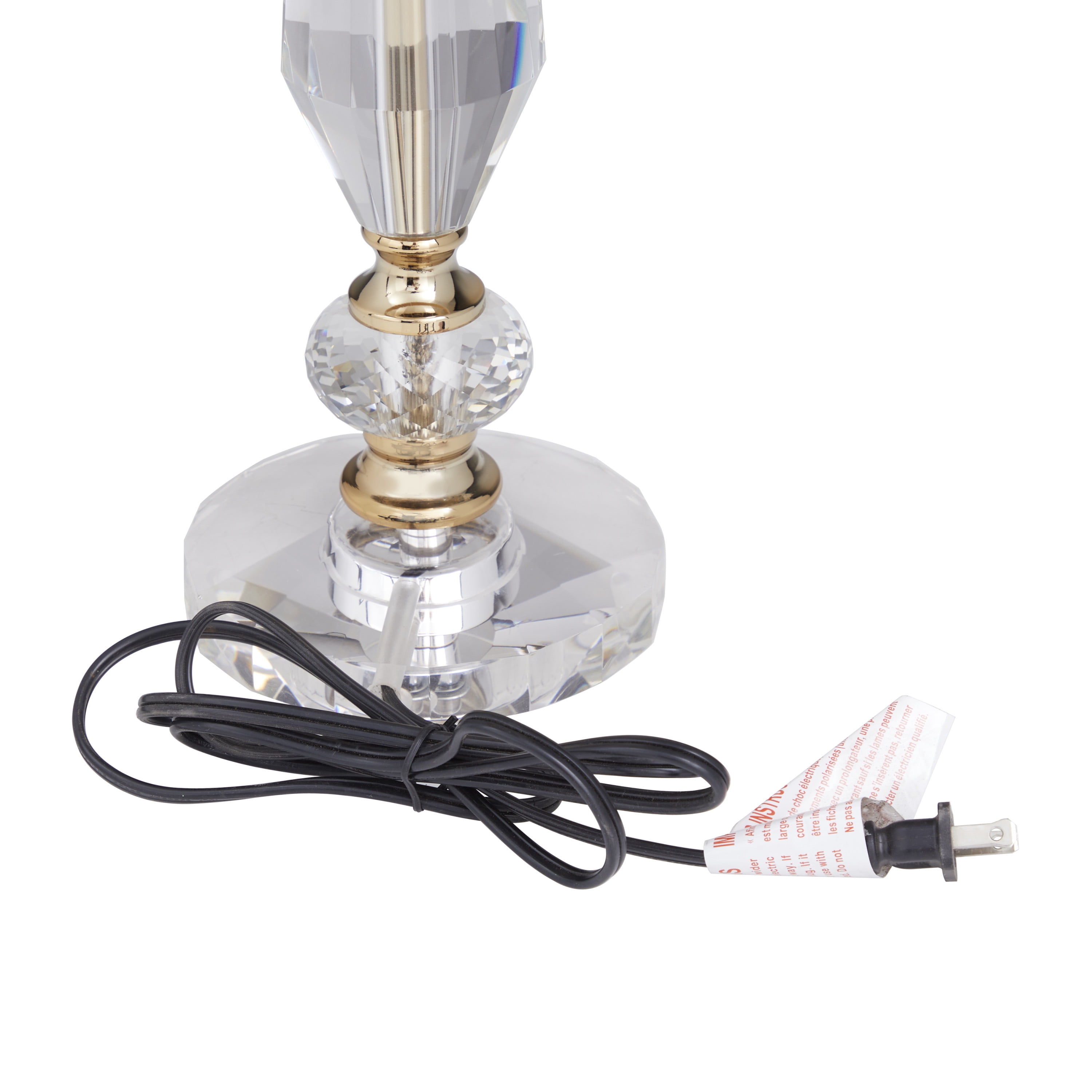 DecMode 27" Clear Buffet Lamp with Cream Linen Shade