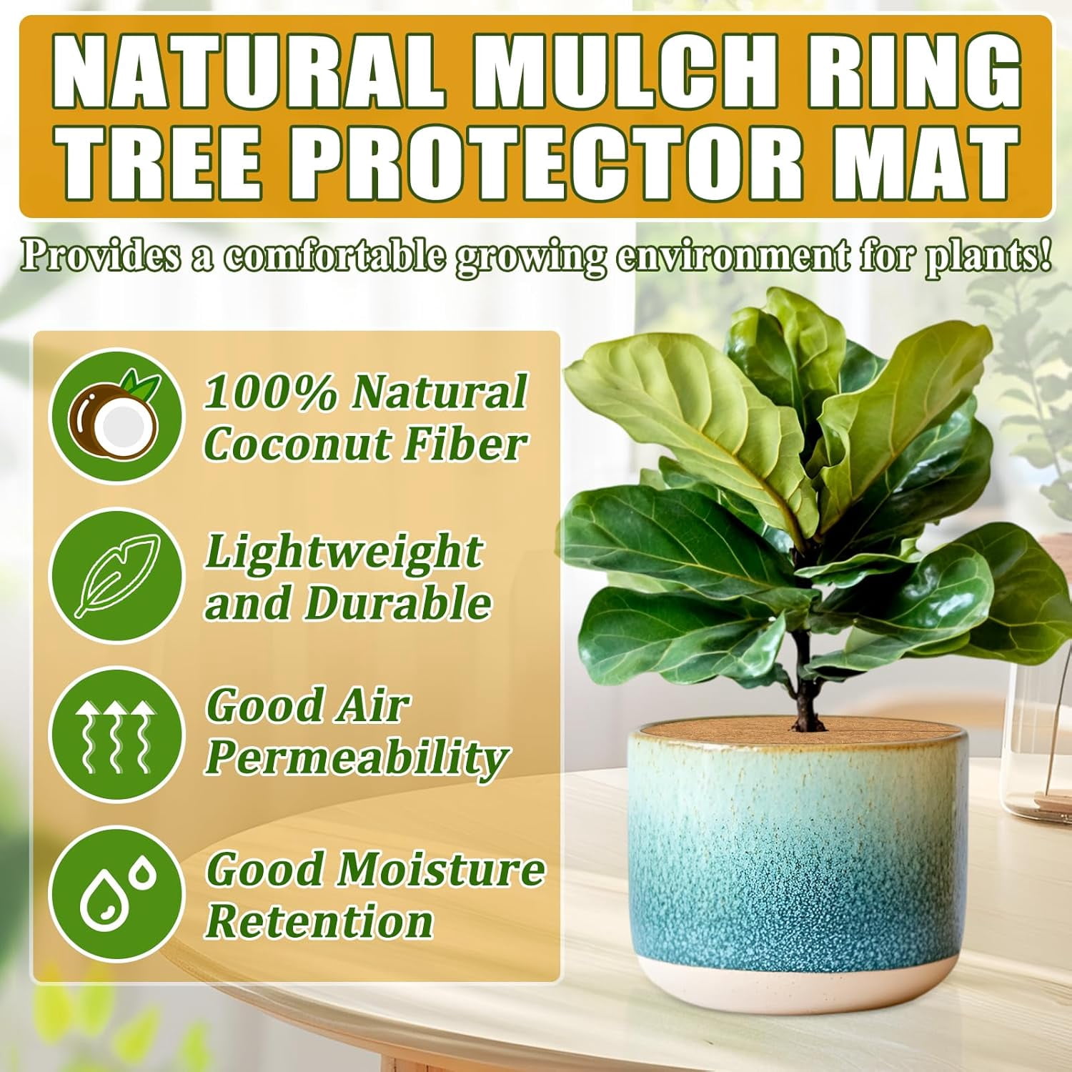 ZeeDix 6 Pcs Coconut Fibers Mulch Ring Tree Protector Mat, 17.8 Inch Coco Coir Tree Protection, Tree Ring Mats Tree Disc Plant Cover for Indoor or Outdoor