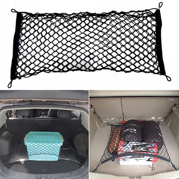 Cheers.US Heavy Duty Cargo Net, Universal Truck Bed Net with 4 Hooks, Elastic Storage Mesh Net Organizer Compatible for Pickup Truck