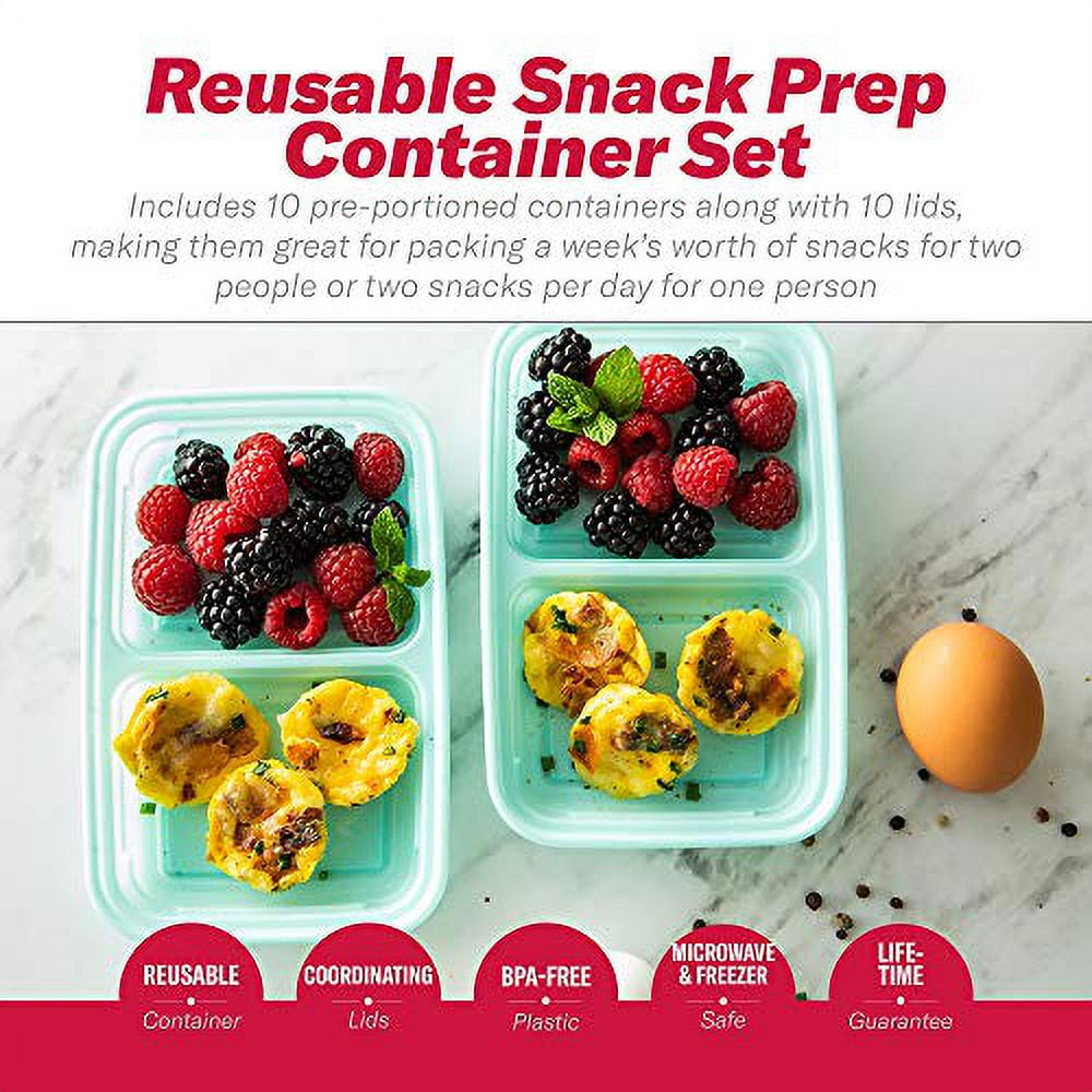 Good Cook Meal Prep, 2 Compartment BPA Free,  Microwavable/Dishwasher/Freezer Safe, Teal