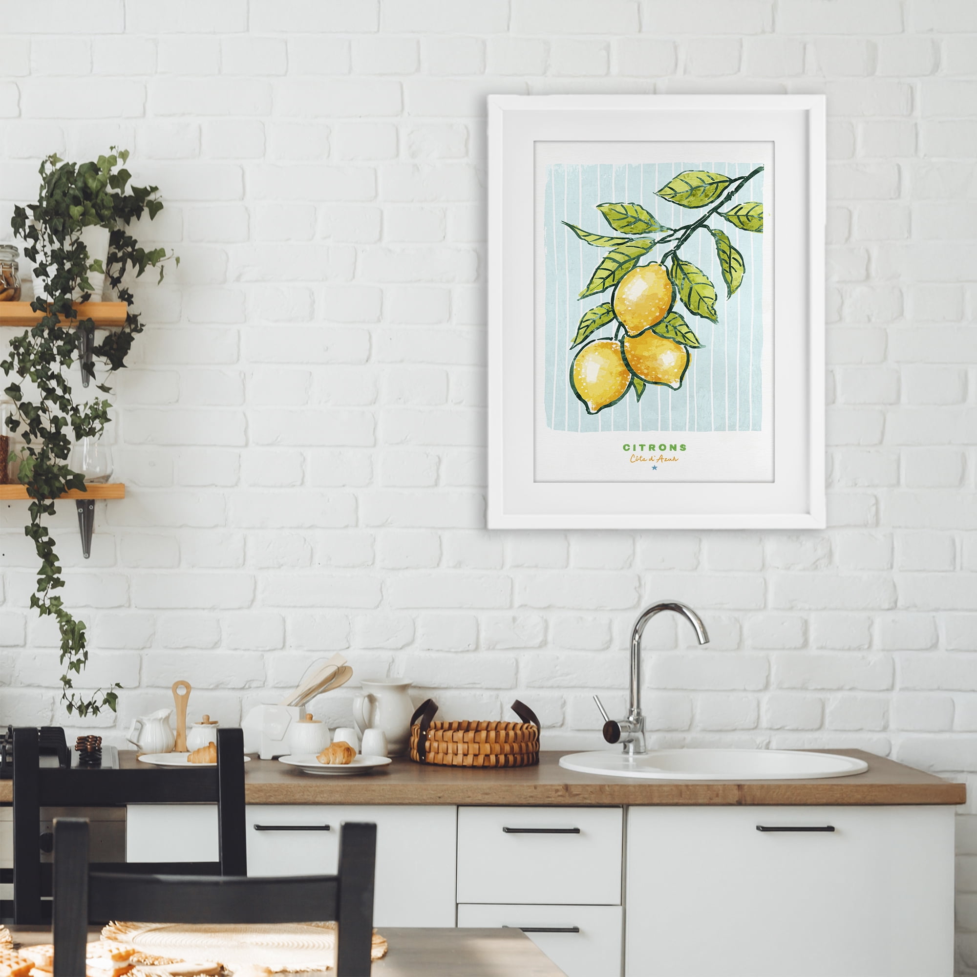 Stupell Industries Modern Bistro Lemons White Framed Print Under Glass, design by Chad Barrett